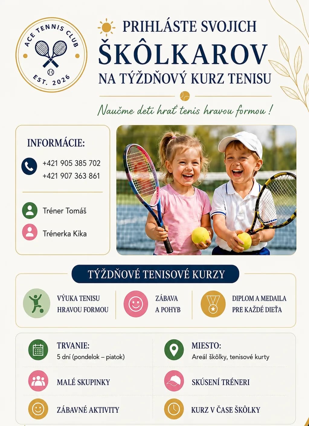 Leták programu Týždňový kurz pre škôlkarov