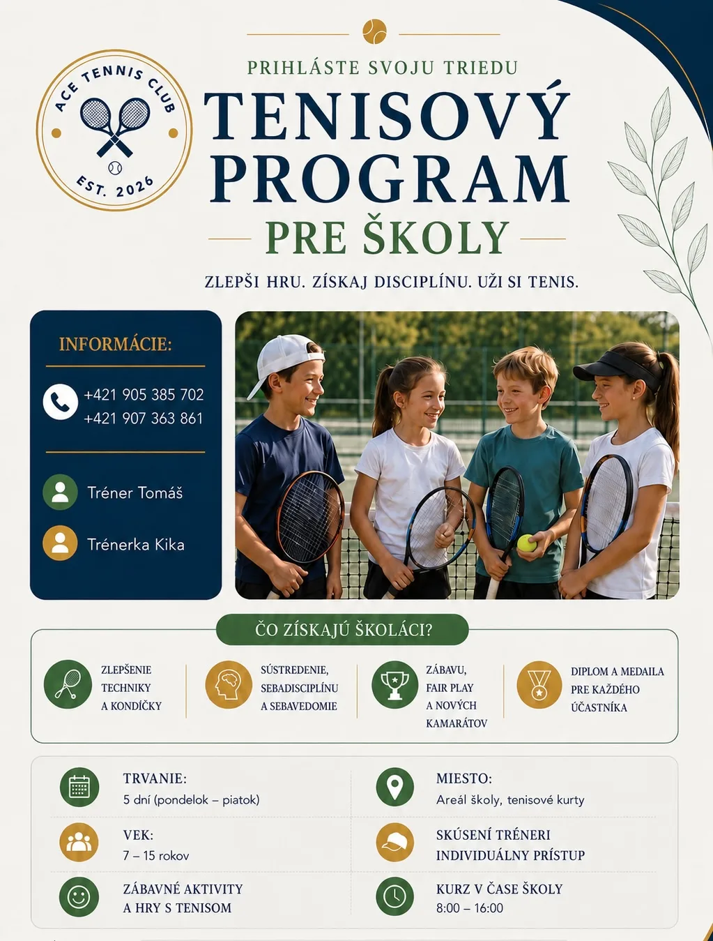 Leták programu Tenisový program pre školy